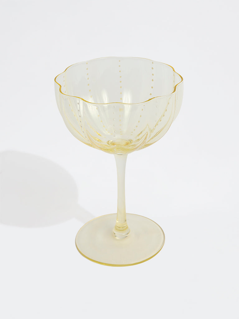 Westside Home Yellow Flower Dotted Wine Glass