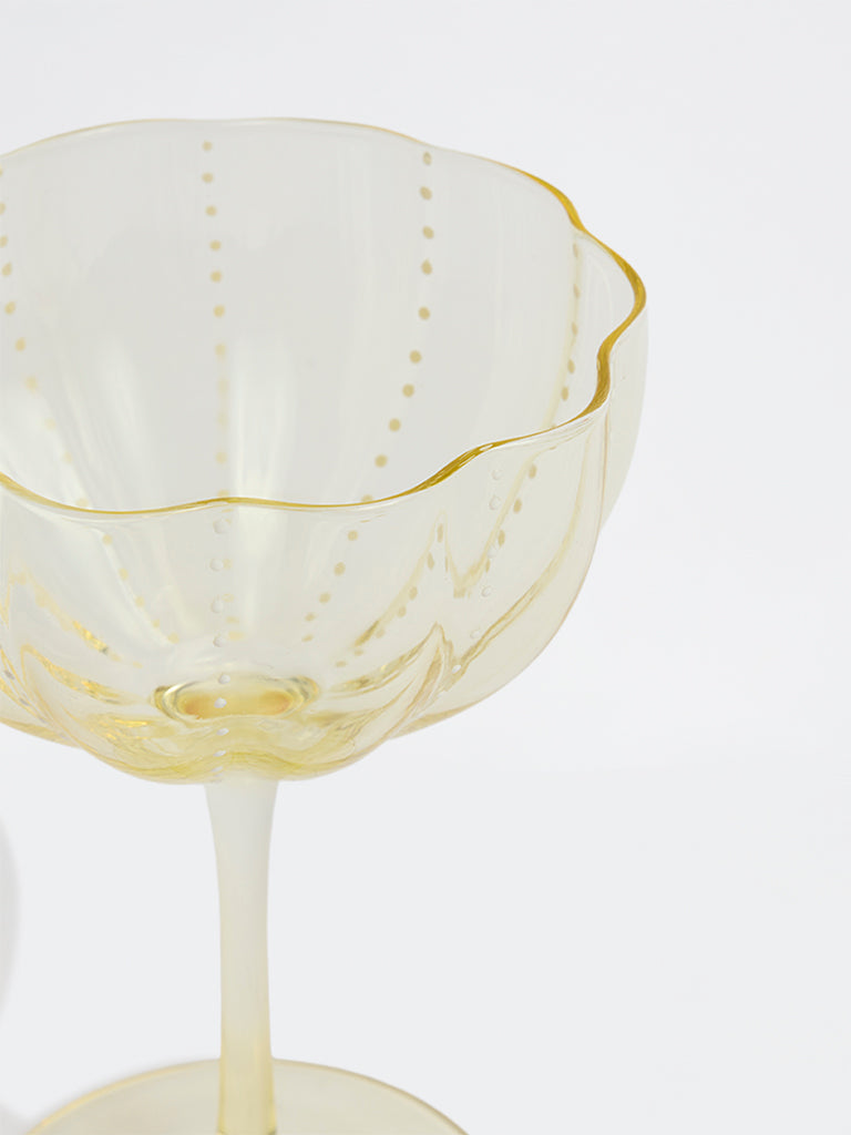 Westside Home Yellow Flower Dotted Wine Glass