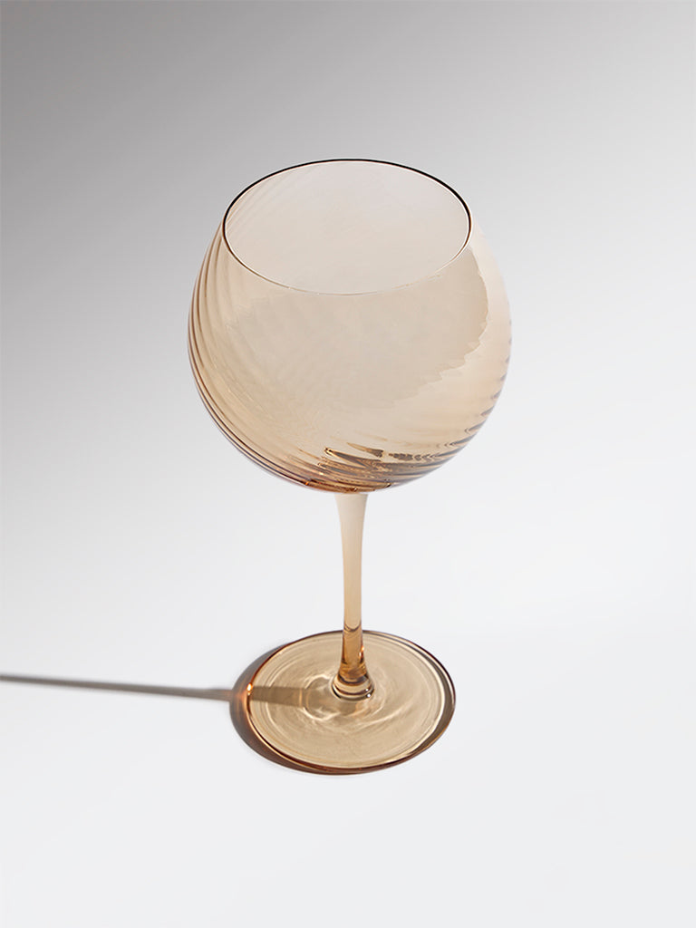 Westside Home Amber Round Swirl Coupe Glass