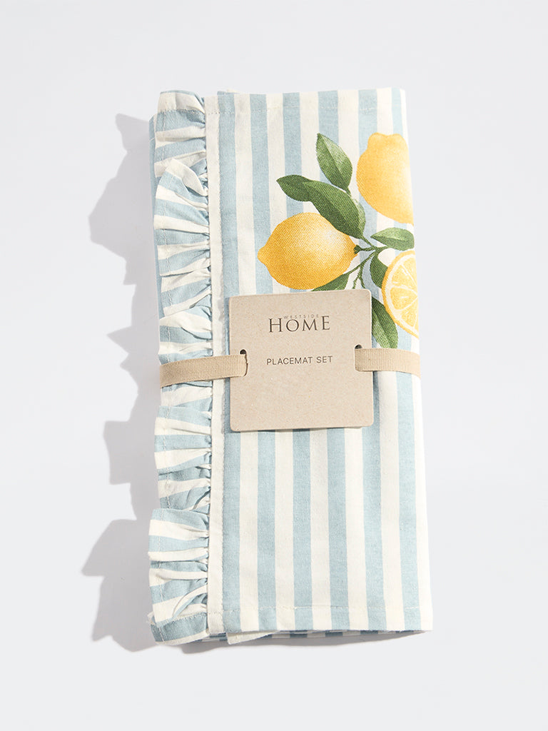 Westside Home Light Blue Lemon Design Placemats (Set of 4)