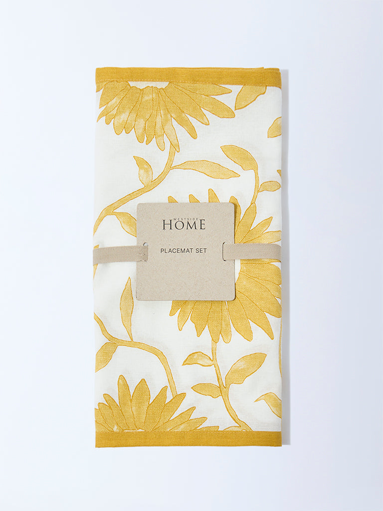 Westside Home Yellow Sunflower Design Placemats (Set of 4)