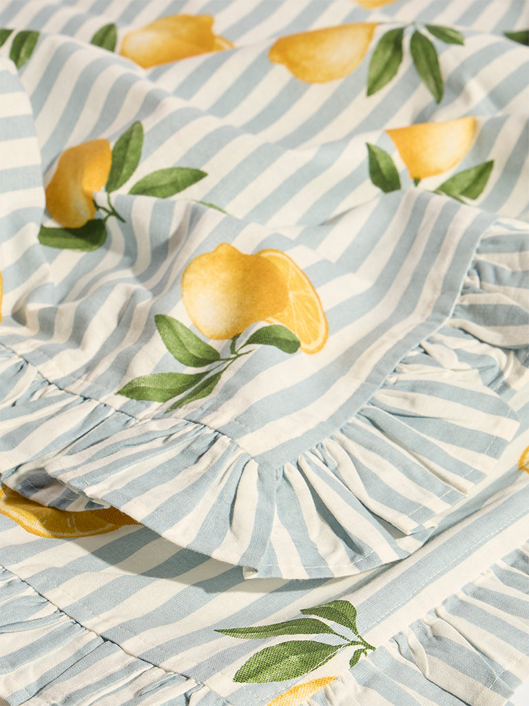 Westside Home Light Blue Lemon Design Table Cloth