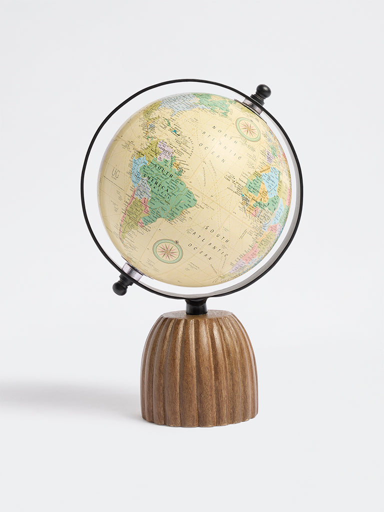 Westside Home Brown Wooden Globe Decorative Object
