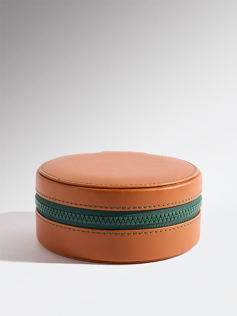 Westside Home Tan Round Jewellery Box