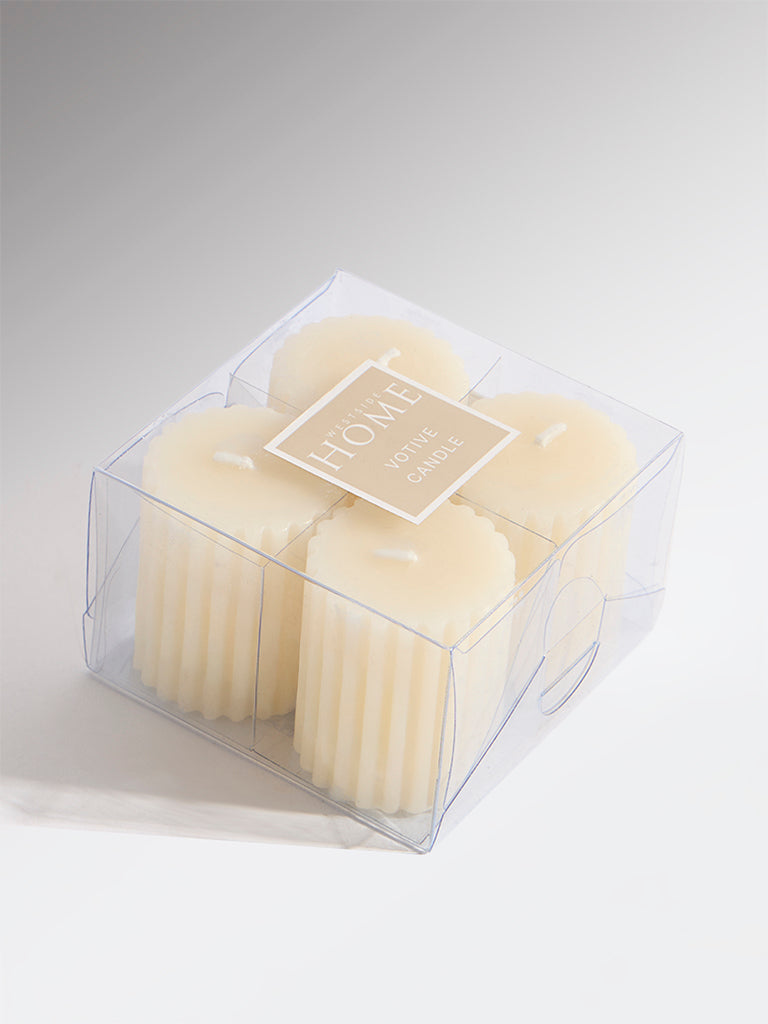 Westside Home Ivory Ribbed-Textured Votive Candles (Set of 4)