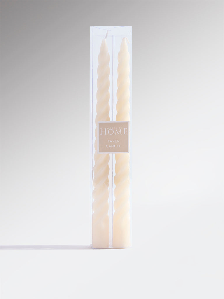 Westside Home Ivory Twisted Tapered Candles (Set of 2)