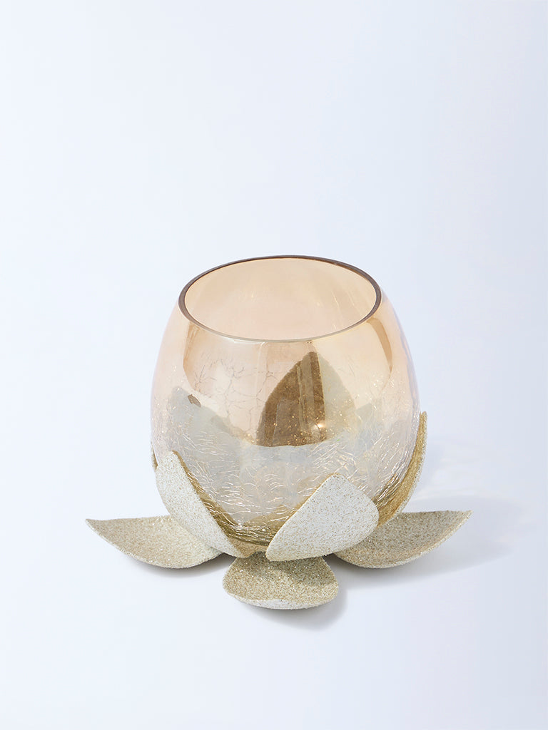 Westside Home Gold Single Leaf Design Tealight Candle Holder