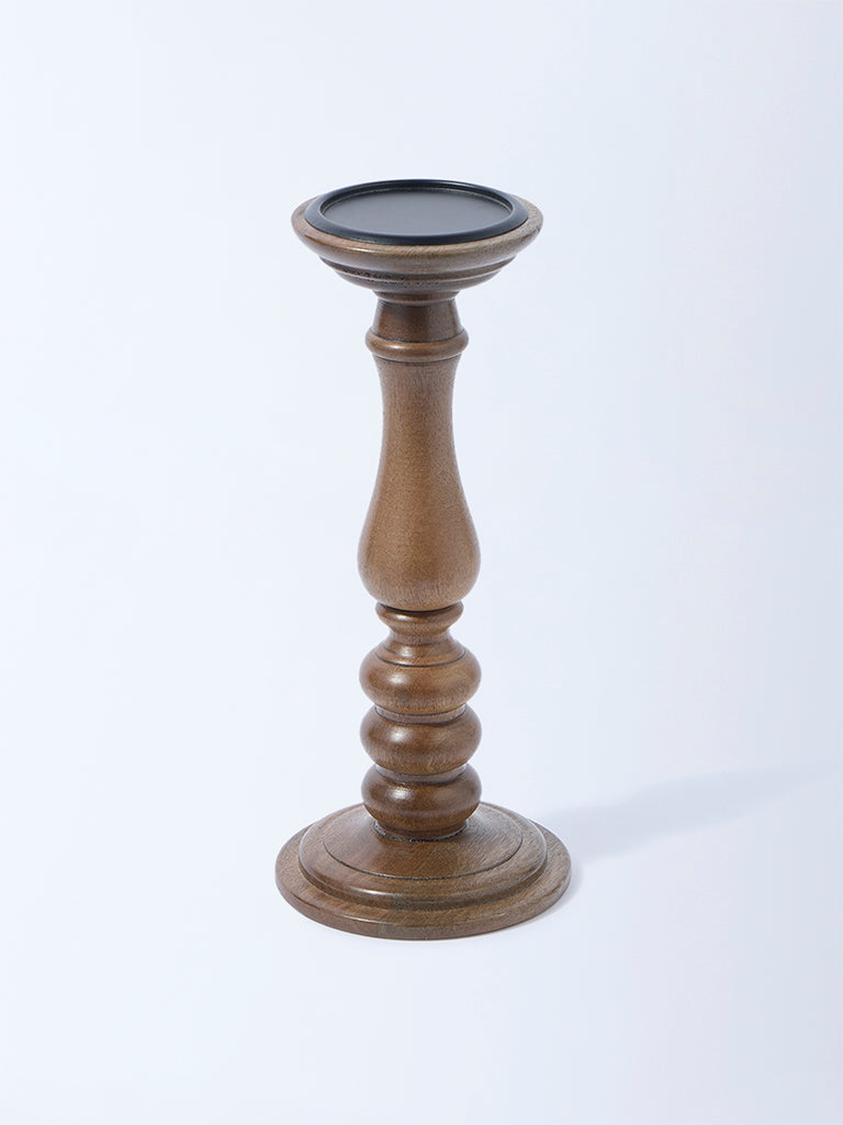 Westside Home Brown Wooden Candle Holder