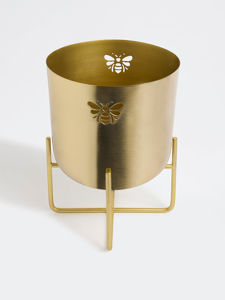 Westside Home Gold Metal Bee Planter with Stand