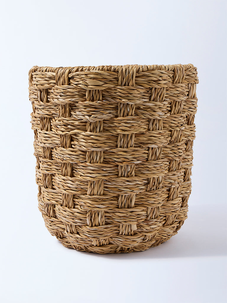 Westside Home Brown Seagrass Woven Planter - Large