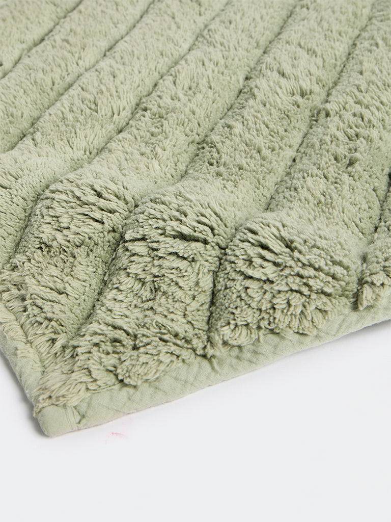 Westside Home Sage Stripe Pattern Bath Mat