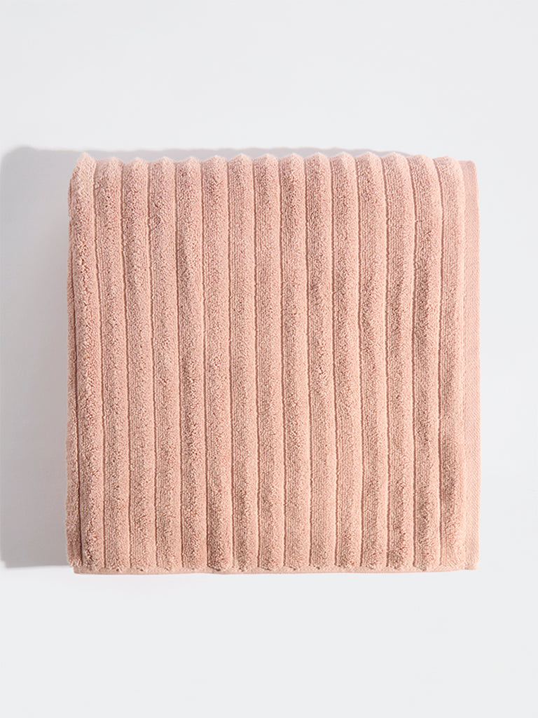 Westside Home Pink Self-Striped Bath Sheet