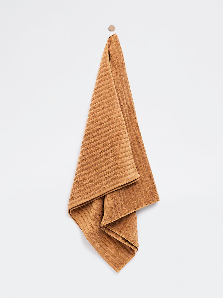 Westside Home Tan Self-Striped Bath Towel