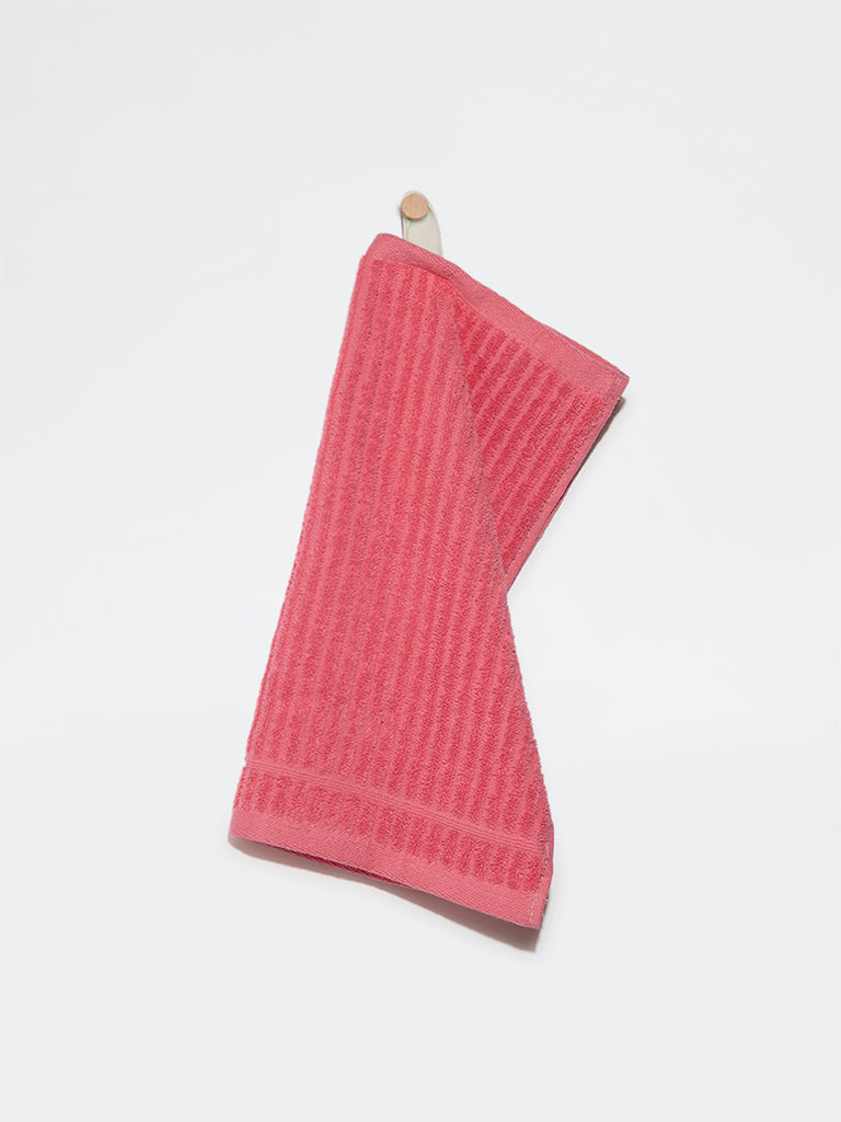 Westside Home Pink Self-Striped Face Towels - Pack of 2