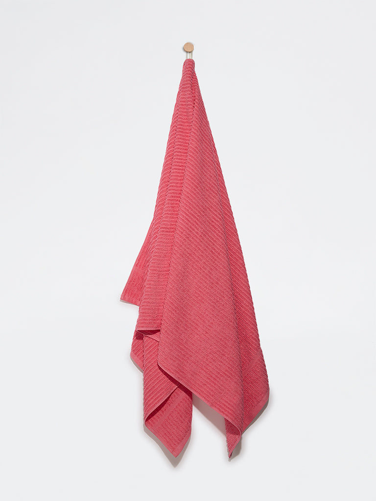 Westside Home Pink Self-Striped Bath Towel