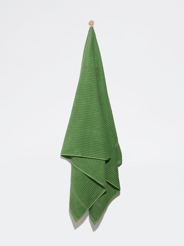 Westside Home Green Self-Striped Bath Towel