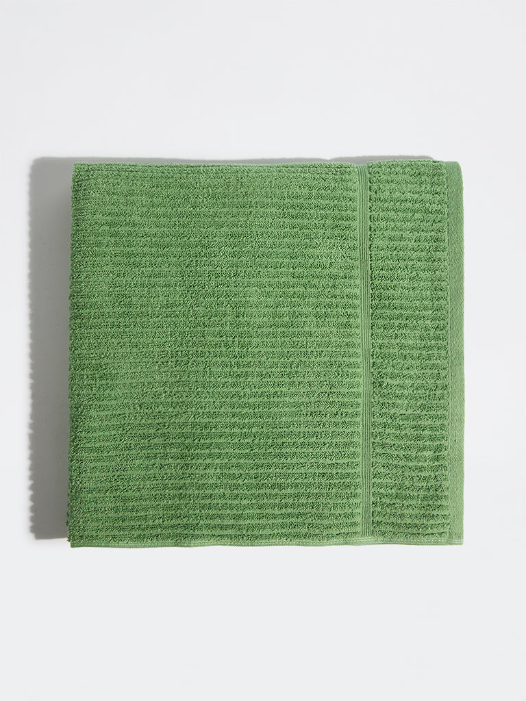 Westside Home Green Self-Striped Bath Towel