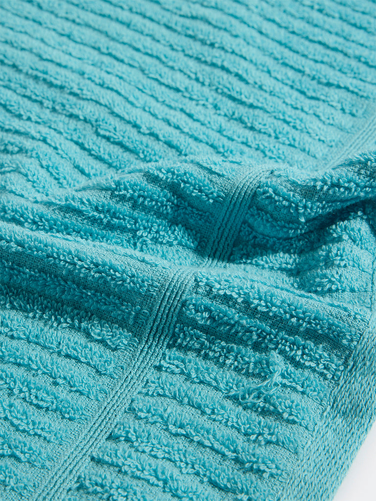 Westside Home Blue Self-Striped Hand Towel