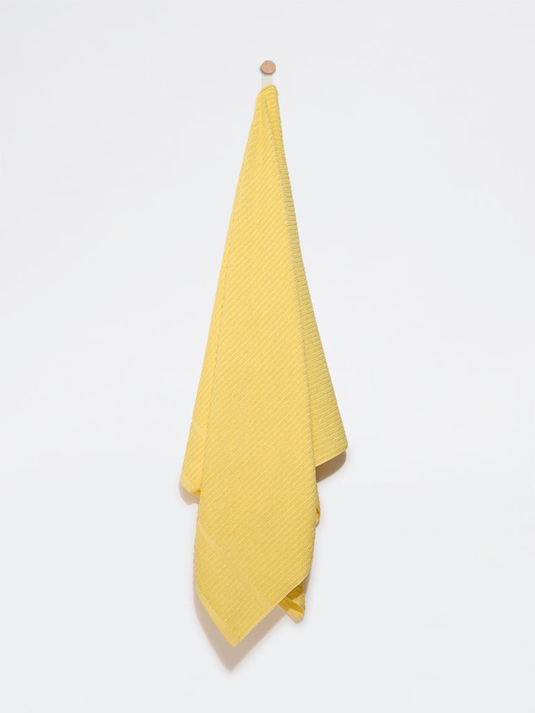 Westside Home Yellow Self-Striped Bath Towel
