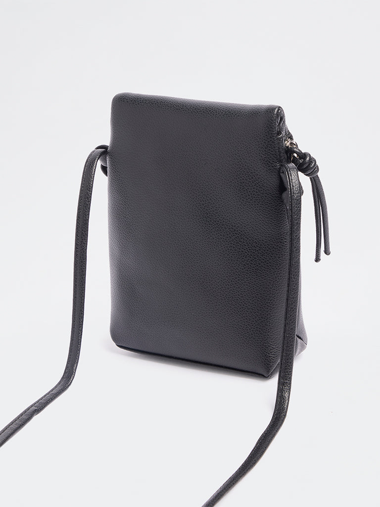 Westside Black Textured Mobile Sling Bag