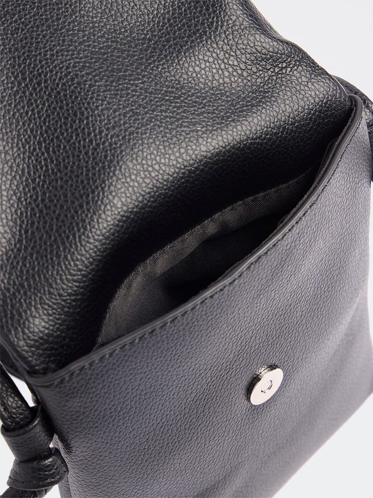 Westside Black Textured Mobile Sling Bag