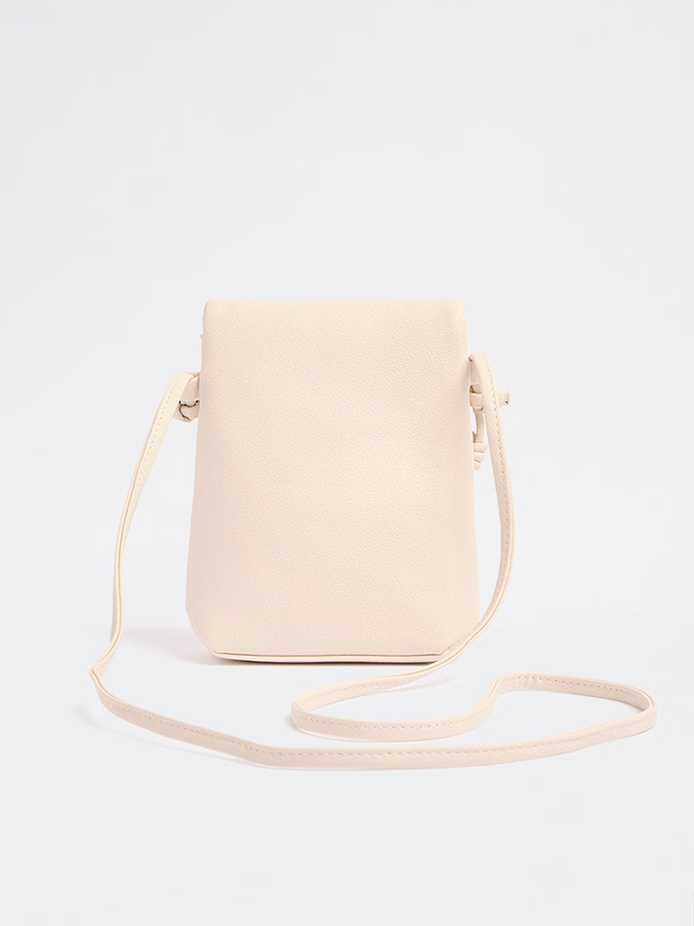 Westside Ivory Textured Mobile Sling Bag