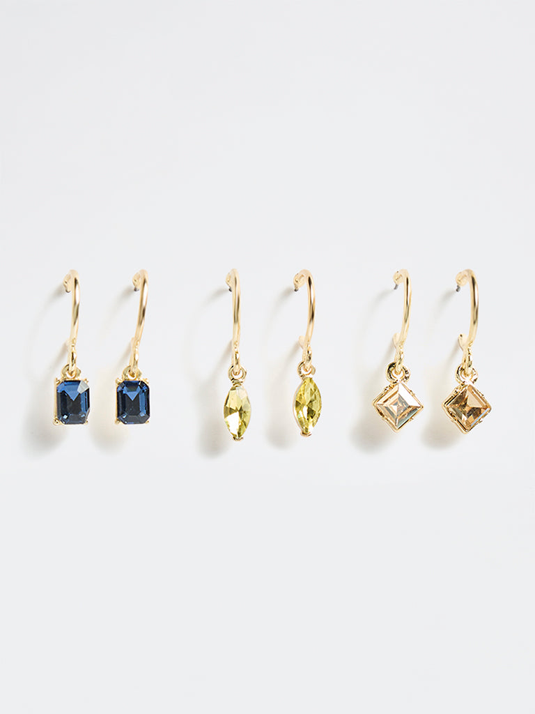 Westside Accessories Multicolour Stone Earrings - Pack of 3