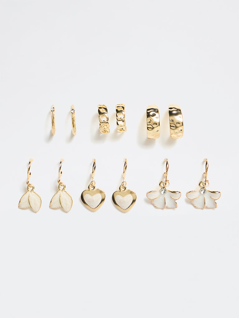 Westside Accessories Gold Enamel Hoop Earrings - Pack of 6
