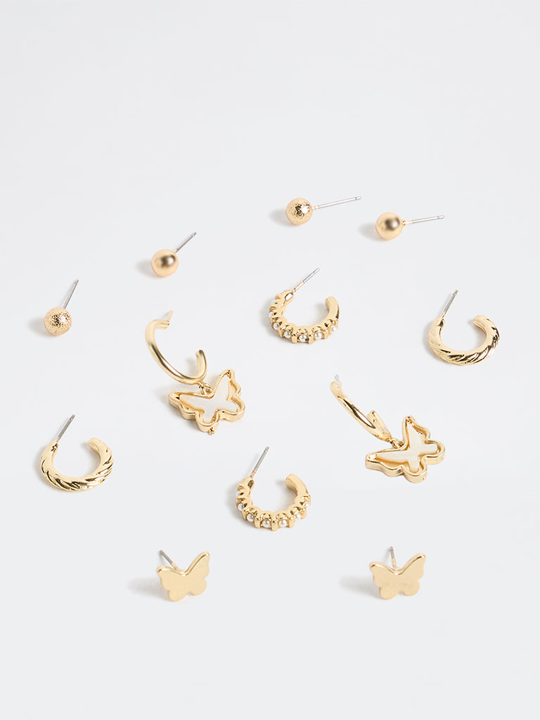 Westside Accessories Gold Butterfly Earrings - Pack of 6