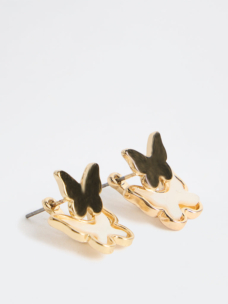Westside Accessories White Butterfly Stud Earrings