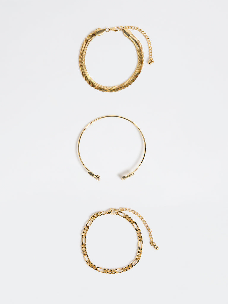 Westside Accessories Gold Fancy Chain Bracelets - Pack of 3