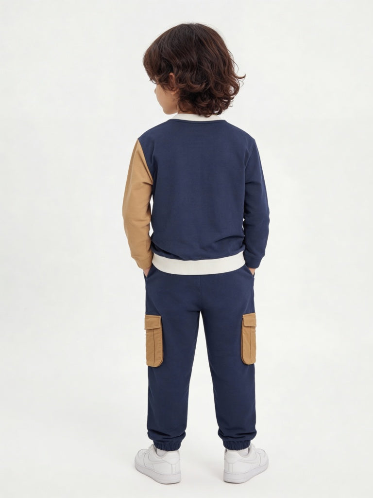 HOP Kids Boys Multicolour Cotton Sweatshirt and Joggers Set