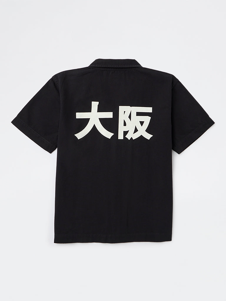 Boys Black Printed Cotton Shirt