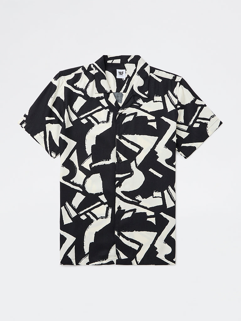 Boys Black Abstract Pattern Shirt