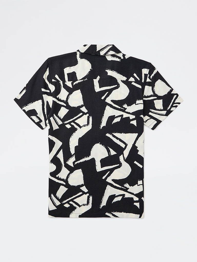 Boys Black Abstract Pattern Shirt