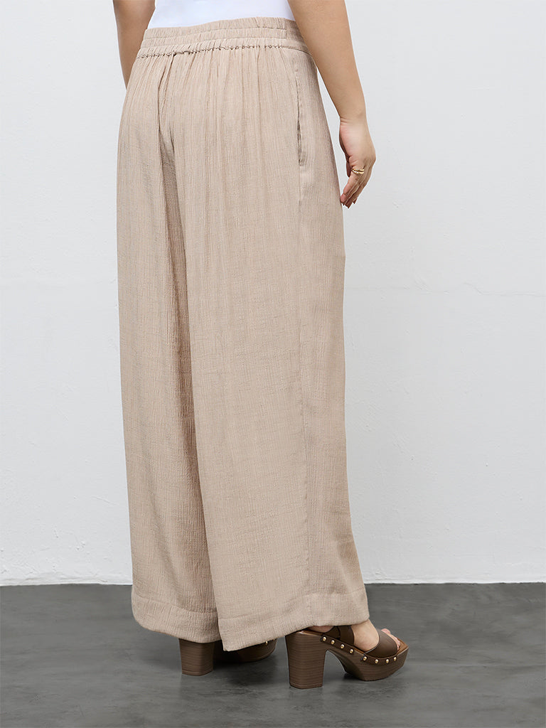 Diza Beige Textured Pants