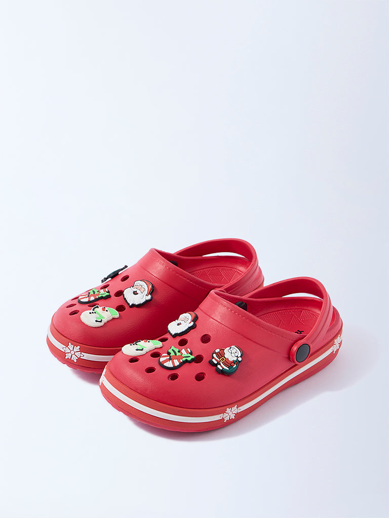 Yellow Red Winter-Themed Clogs