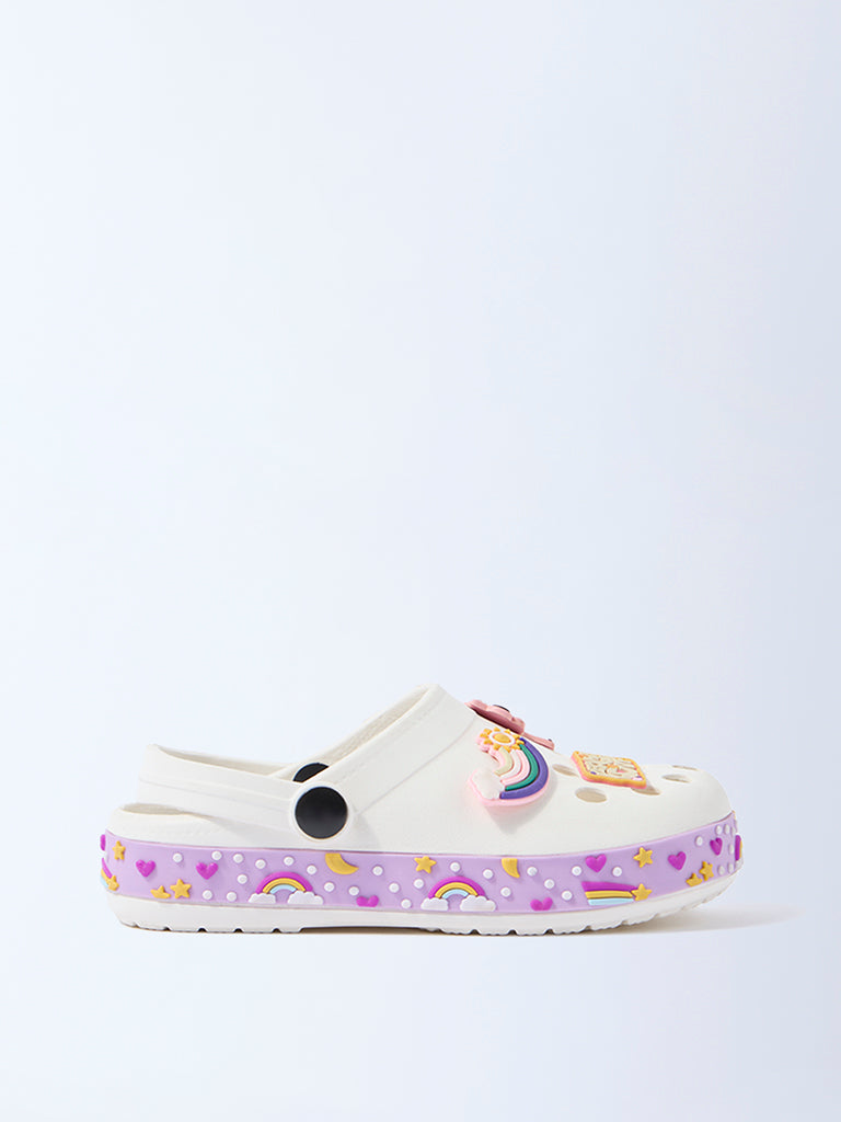 Yellow White Unicorn-Themed Clogs