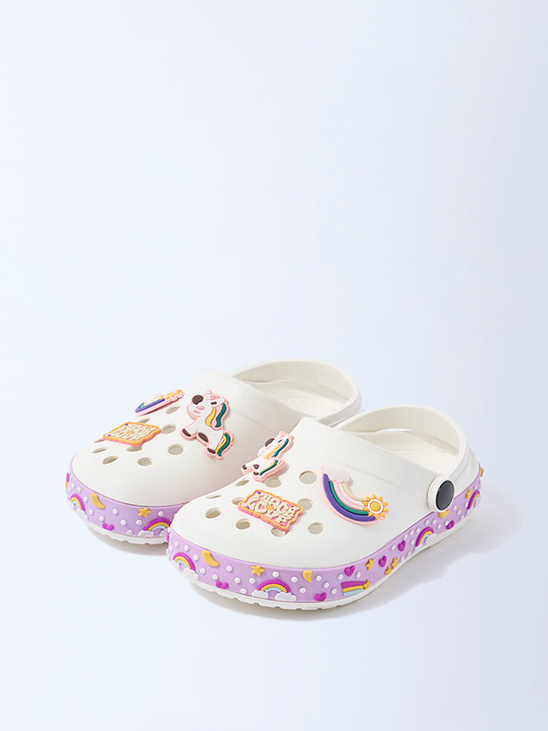 Yellow White Unicorn-Themed Clogs