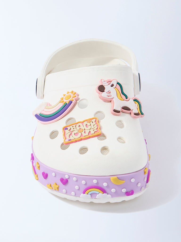 Yellow White Unicorn-Themed Clogs