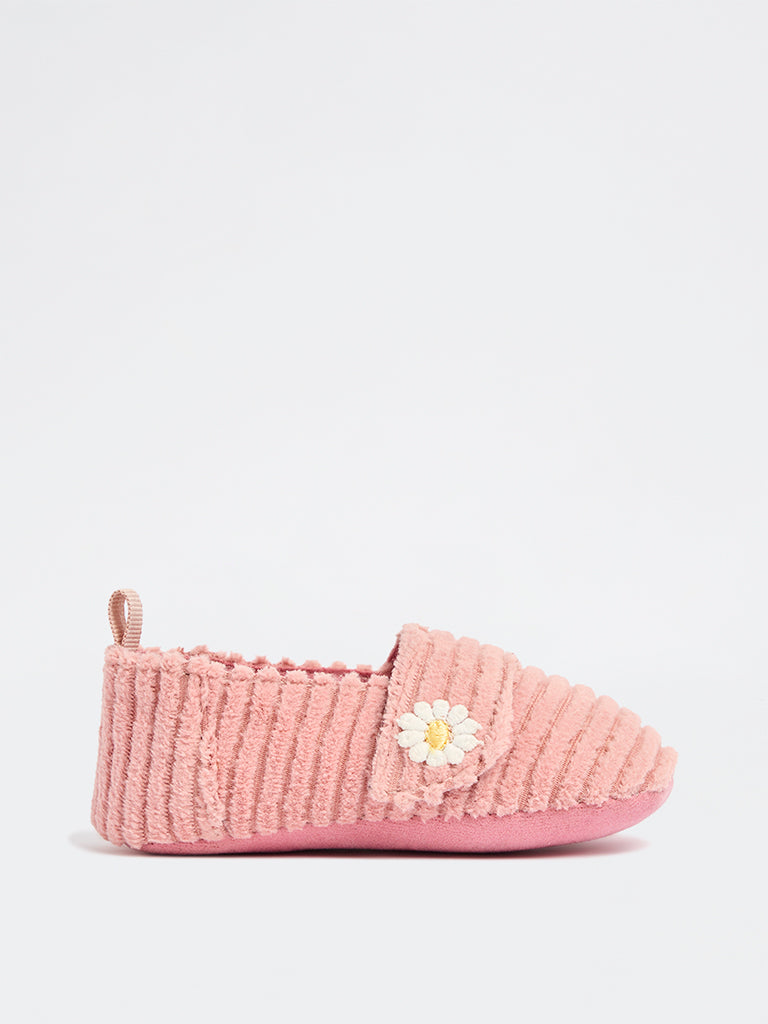 Yellow Dusty Pink Floral Detailed Bootie Shoes