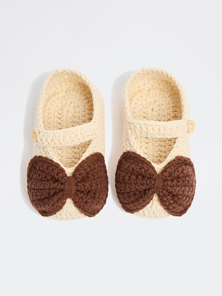 Yellow Cream Crochet Knitted Booties