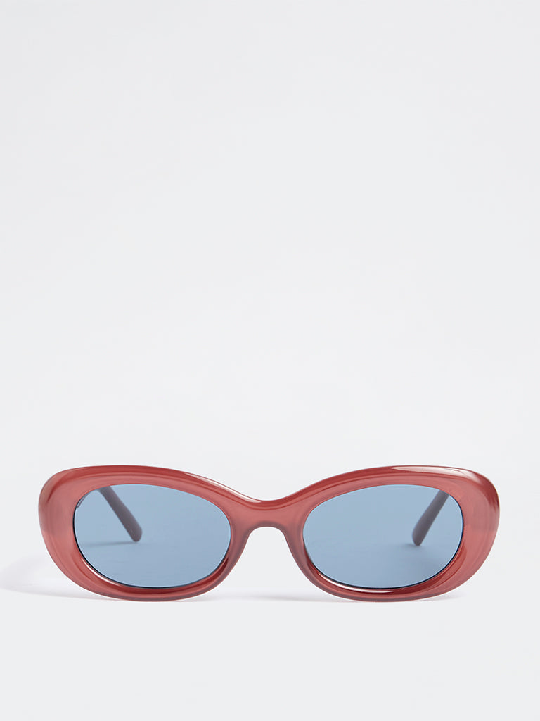 Westside Accessories Maroon Oval Sunglasses - Comes with a Pouch and Cleaning Cloth