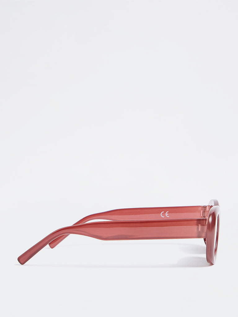 Westside Accessories Maroon Oval Sunglasses - Comes with a Pouch and Cleaning Cloth