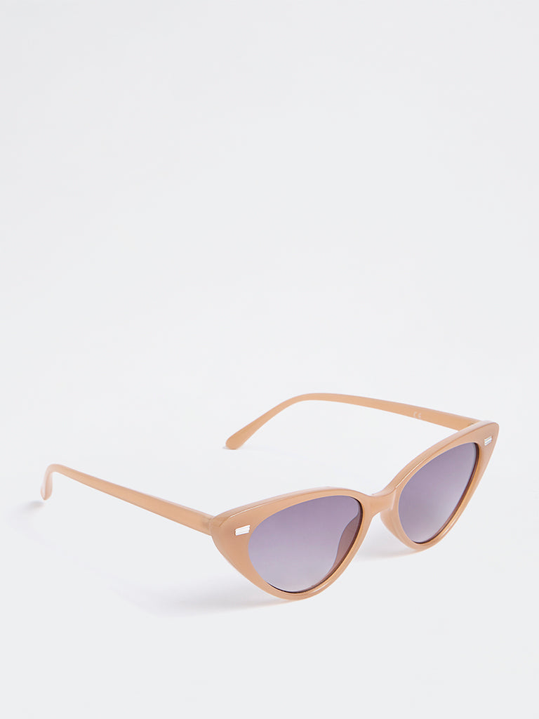 Westside Accessories Light Brown Cateye Sunglasses - Comes with a Pouch and Cleaning Cloth