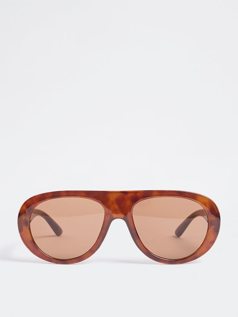 Westside Accessories Brown Fancy Sunglasses - Comes with a Pouch and Cleaning Cloth