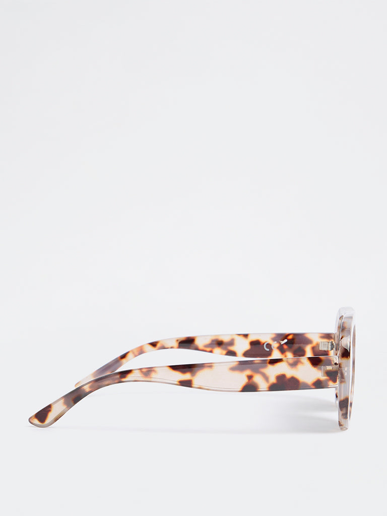 Westside Accessories Brown Animal Pattern Acrylic Fancy Sunglasses - Comes with a Pouch and Cleaning Cloth