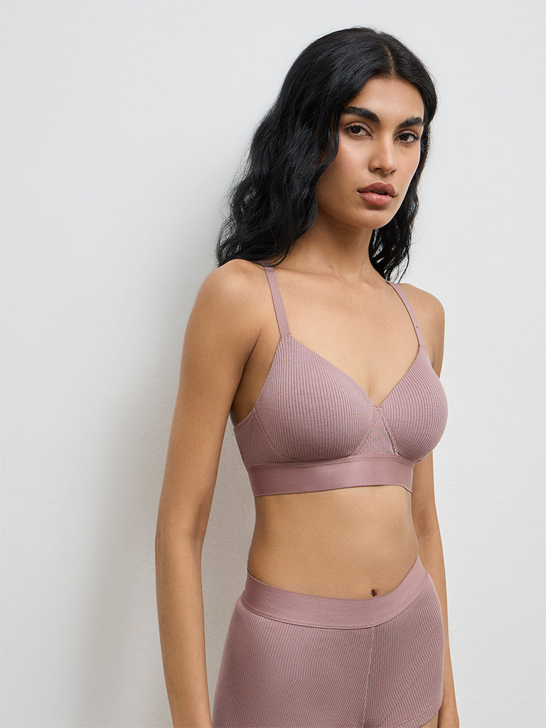Superstar Mauve Ribbed Padded Bra