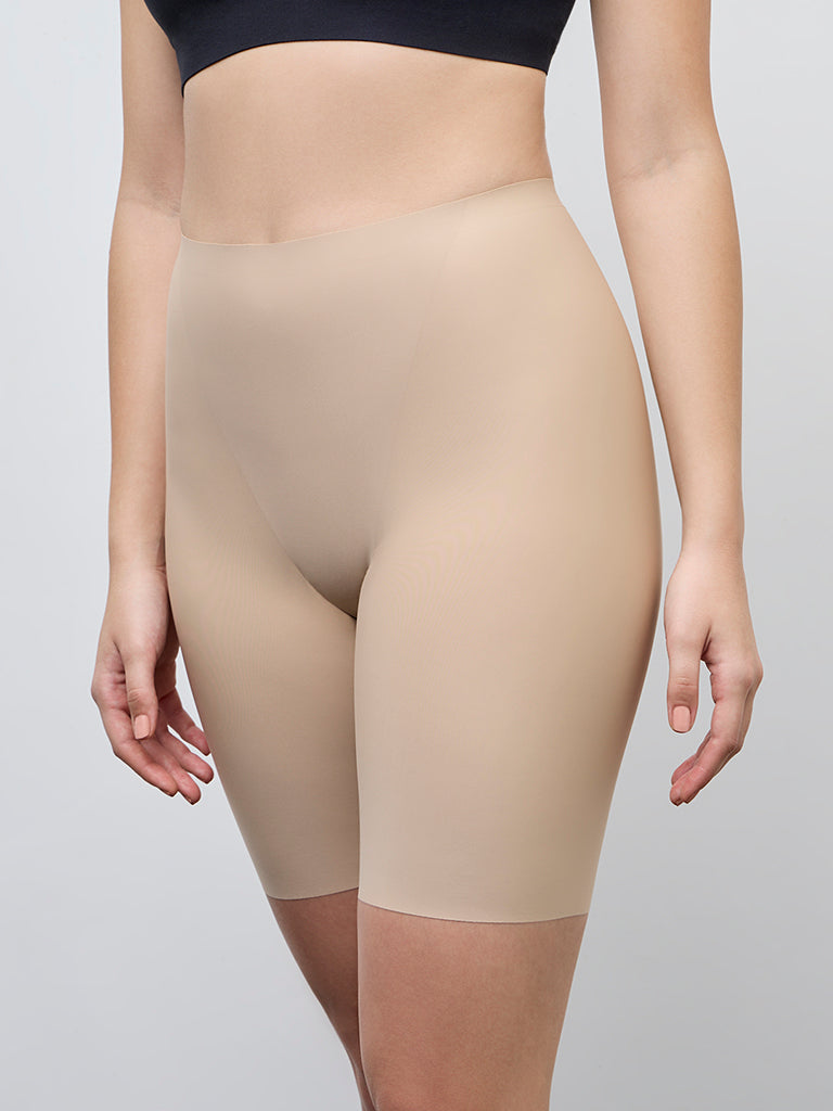 Wunderlove Beige Cotton-Blend Shaping Longpant