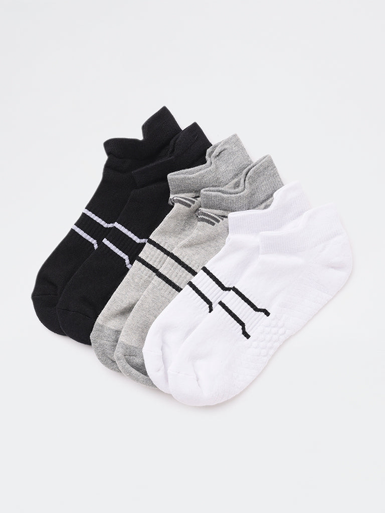 WES Lounge Grey Cotton-Blend Socks - Pack of 3